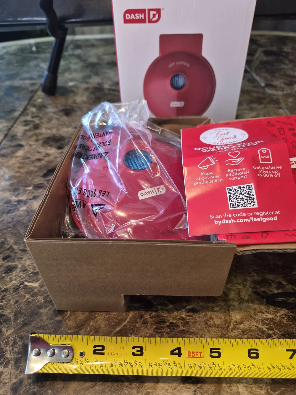 Dash Mini Waffle Maker DMW001RD Red New In Box Compact Individual NIB Electric